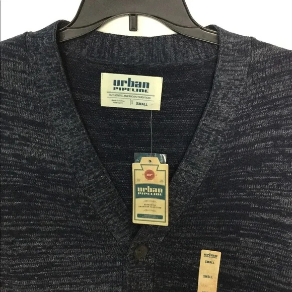 Men’s Urban Pipeline S Small 34 - 36 Cardigan Sweater Navy Blue Long Sleeve NWT - Picture 5 of 8